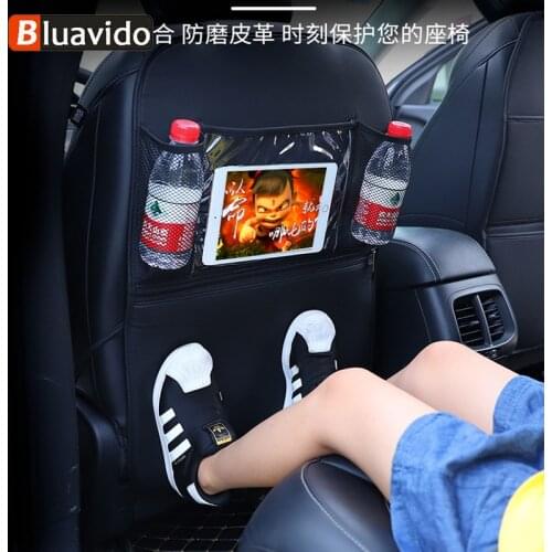 Car Seat Back Leather Mat Anti Kicking Pad for Children Kid Auto Scuff Dirty Protection Cover Storage Bag Accessories Interior