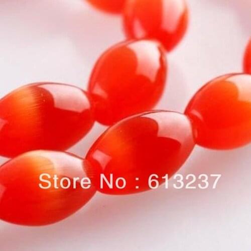 Hot sale red mexican opal charms rice crystal 8x12mm Fashion cat eye loose beads wholesale jewelry making 15 inch MY5353