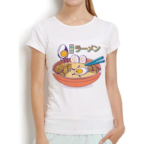 Cute Japan style lucky happy ramen funny t shirt femme new white short sleeve casual women tshirt streetwear Harajuku kawaii Tee