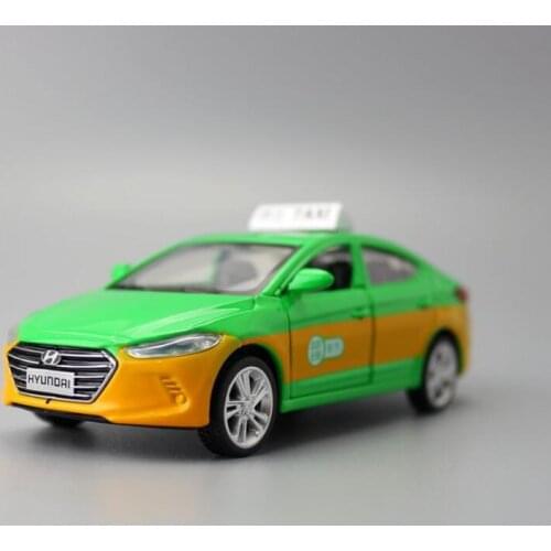 Alloy Car Model 1:43 Korea Hyundai-Elantra Taxi Car Model Decoration Childrens Door Open Toy Car Boy Gifts