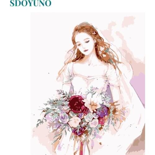 SDOYUNO 60x75cm DIY Oil Painting By Numbers Figure Frameless Digital Paint By Numbers On Canvas INS Style Girl HandPaint