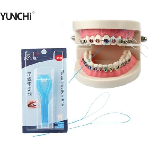 Dental Floss Threader for Orthodontic Brace Works with Braces Bridges Implants with Storage Case 35 Counts/box