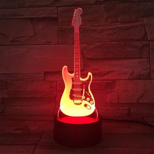 Night Light Guitar Shape 3D Acrylic Electric LED Night Light 7 Color Change Desk Table Lamp For Home Decorative