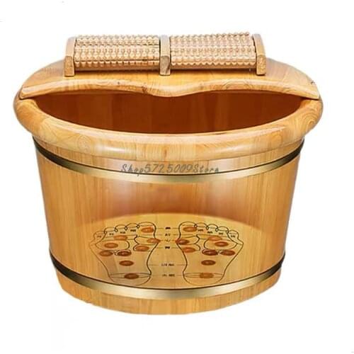 New Foot Soaking Bucket Wooden Bucket Cedar Plantar Acupoint Health Foot Bath Small Wooden Foot Washing Basin Household Artifact