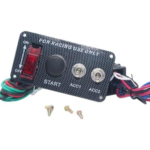 Car Modification Ignition Switch Panel Carbon Fiber Racing Car Engine Start Push Button Toggle Switch Panel Fit 12V