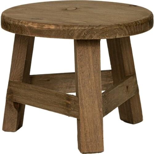 Wooden Plant Stand Plant Holder Stool Multifunctional Display Home Decor for Flower Pot Round 17.8*17.8*15cm Garden Supplies LBS