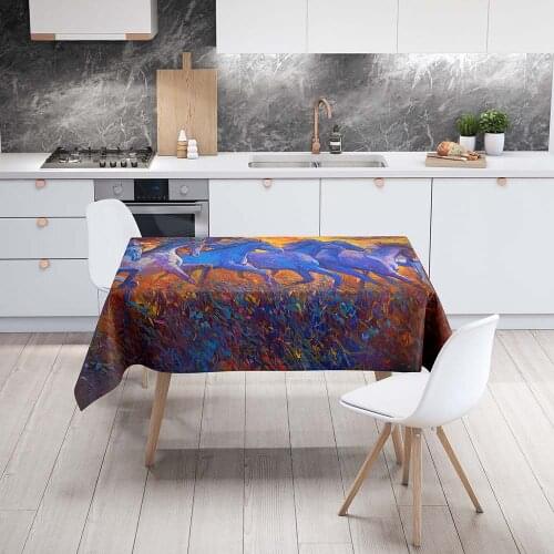 Rectangular Tablecloths 3D Printing Exquisite Oil Painting Dining Table Cloth Kitchen Decoration