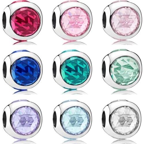 QANDOCCI Multicolor Radiant Droplets With Cubic Zirconia Charms Fit Pandora Bracelet Bangle 925 Sterling Silver Bead Jewelry