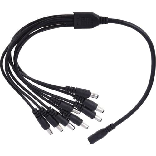 DC Power Jack 5.5x2.1mm DC Power Cable 1 Female to 8 Male Plug Splitter Adapter for Security CCTV Camera and LED Strip
