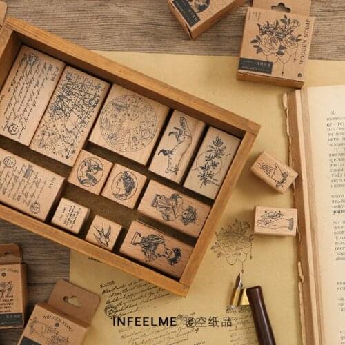 Retro Postmark Wood Stamp DIY Wooden Rubber Stamps for Scrapbooking Stationery Scrapbooking Standard Stamp