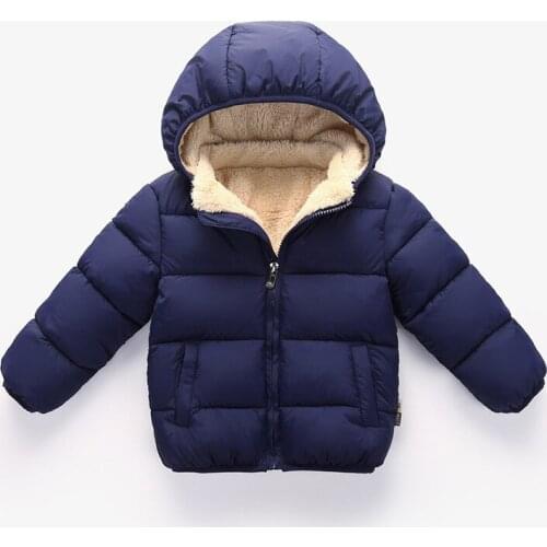 Childrens velvet warm cotton-padded jacket, boys and girls cotton-padded jacket for cold protection