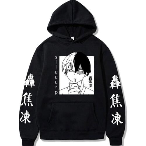 Men Women Hip-Hop O-Neck Street Sweatshirts Shoto Todoroki Cosplay Male Hot Anime My Hero Academia Print Hoodie