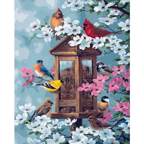 Frameless painting by numbers wall decor diy picture oil painting on canvas for home decor 4050 bird in the tree