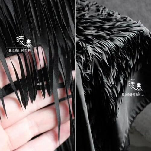 Embroidered Gauze Fabric Feather Fringe French Black DIY Decor Patchwork Stage Clothes Skirt Wedding Dress Lace Designer Fabric