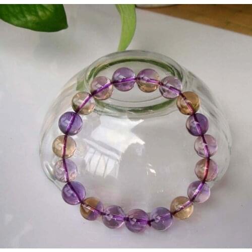 Free Shipping Natural Ametrine 10mm Round Beads Bracelet Women Jewelry Accessories Weddings Parties Birthday Gift