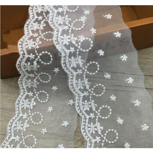 30yards Vintage Style Embroidery Tulle white cheap Lace For diy craft sewing Trim Wedding dress 14cm Wide