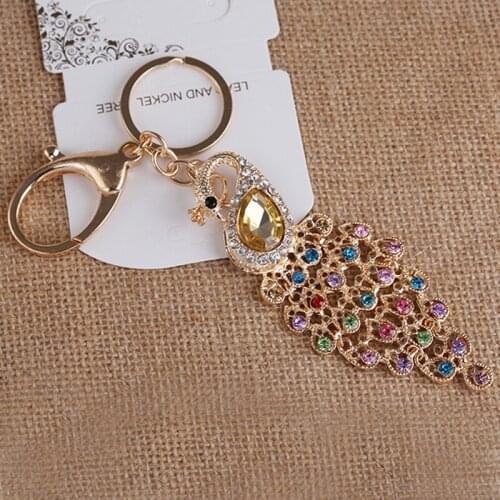 Romantic Ring modeling peacock Keychain women Key chain normal size silver plated two models AZL681