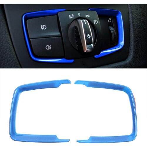 For BMW 1 2 4 Series F10 F20 F30 F Series 316i 2pcs Blue ABS Headlight Switch Cover Trim DIY Accessories Parts