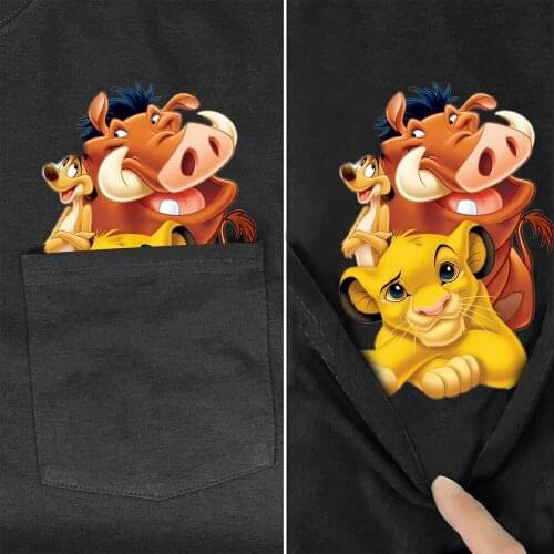 CLOOCL Cow Cotton T-Shirt Pocket Animal Lion Printed T-Shirt Harajuku Casual Tops Hip Hop Round Neck Cotton Tees Drop Shipping