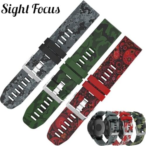 Camouflage Watch band For Garmin Forerunner 935/945 Fenix5 Plus Silicone Watchband Quatix5/Sapphire/Approach S60 Braclet Strap