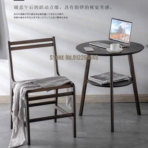 Small Round Table Tea Table Net Red Negotiation Table Solid Wood Sofa Side Table Bamboo Table Balcony Corner Coffee Table