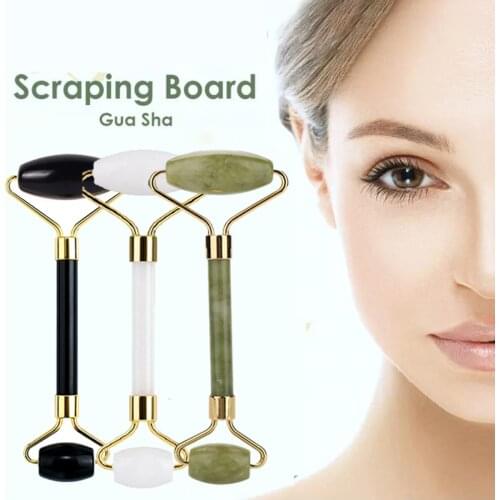 Massager For Face Lift Up Jade Roller Skin Care Tools Rose Quartz Natural Crystal Stone Slimming Thin Chin Facial Skin Care Tool