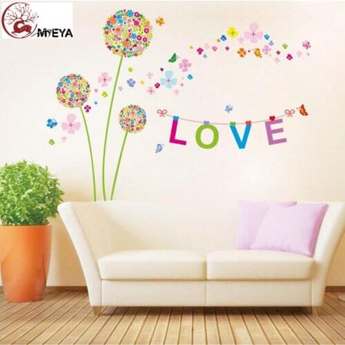 MEYA DIY Dandelion LOVE color flower sticker room bedroom living room background wall decoration
