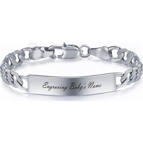 Fashion Jewelry For Baby Bracelets Smooth Gold Silver Color Gold Filled Bracelet Figaro Link Name ID Bangle Child Gifts LGB426