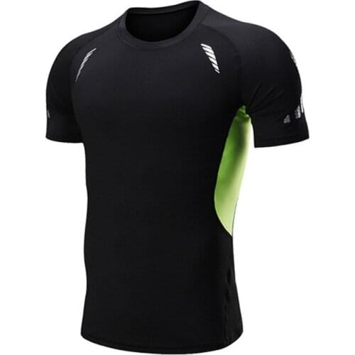 Mens Running Tight T-shirt Quick-drying Short-sleeved training Pro Compress GYM Exercise Fitness Runing tshirt Sports Clothing