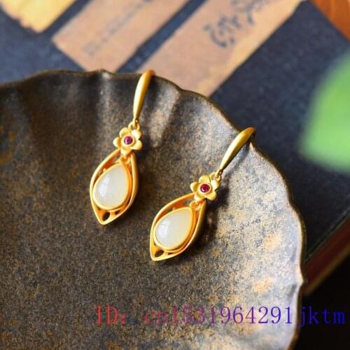 Jade Water drop Earring Amulet Zircon Women Natural Chalcedony Jewelry Gifts Green Fashion 925 Silver Gemstone Crystal