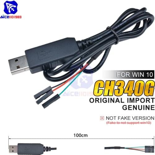 Original CH340 CH340G USB 2.0 to TTL Serial Adapter Download Cable for Arduino Raspberry Pi Windows 10/Mac OS X/Linux 1M Cable