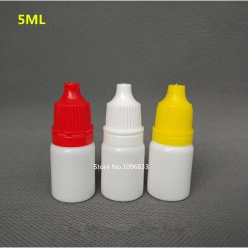 100PCS 5ml Small Plastic Empty Eye Drop Plastic Bottle Liquid Bottle Plastic With Screw Lid Cap White Medical Packing Bottle