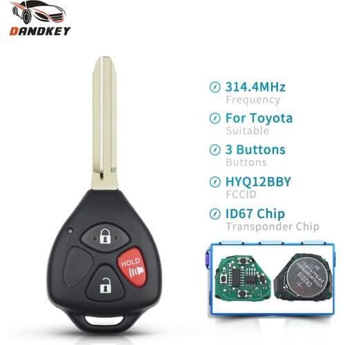 Dankdey 3 Buttons 4D67 Chip HYQ12BBY 314.4Mhz Fob Complete Remote Key For Toyota Rav4 Yaris Venza Scion 2006 2007 2008 2009 2010