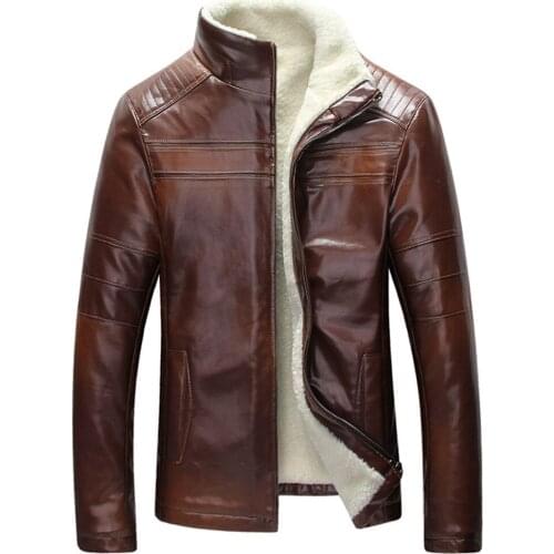 Russian Winter Fur Lined Coats For Man Thick Warm Velvet Fur Leather Mens Jackets and Coat Brand Luxury Overcoat Male Clothing