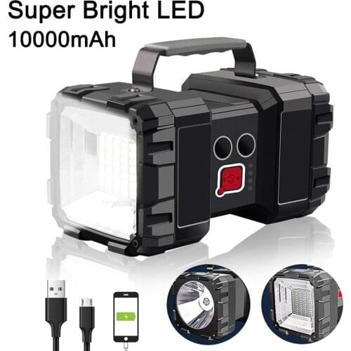 Super Bright LED Rechargeable Double Head Searchlight Handheld Flashlight Work Light Spotlight Floodling