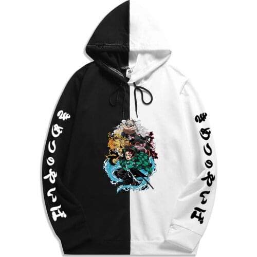 Demon Slayer Tanjiro Zenitsu Anime Print Hoodie The Sharingan Double Color Hoodies Pullover Sweatshirt Harajuku Thin Clothing