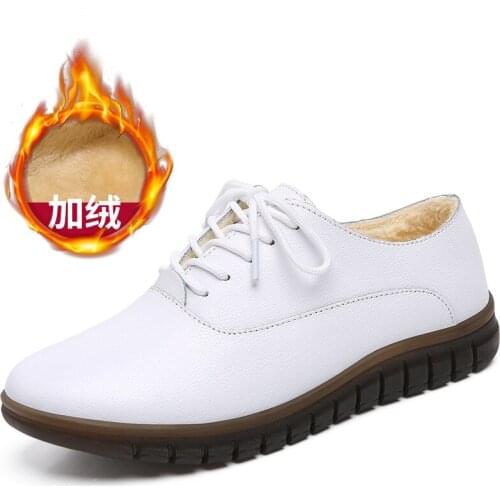 Women Slip On Ballet Sport Shoes for Women Genuine Leather Flats Female Casual Loafers Ladies Winter With Fur Footwear