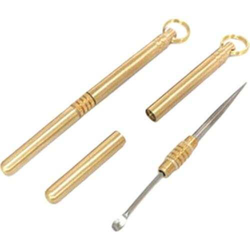 Ear Spoon Toothpick Combination One-piece Brass Titanium Alloy Toothpick Ear Pick Tool Portable Outdoor Toothpick Fruit Picks