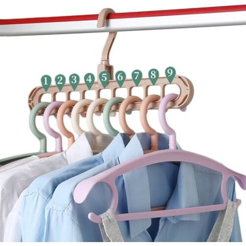 9-hole Clothes hanger organizer Space Saving Hanger multi-function folding magic hangers drying Racks Scarf clothes Storage