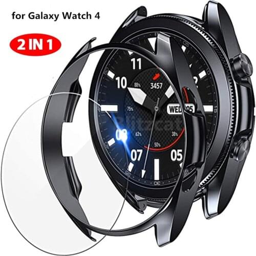 Protector Case + Screen Protector for Samsung Galaxy Watch 4 Classic 46mm 42mm Watch4 44mm Soft TPU Cover Shell Tempered Glass