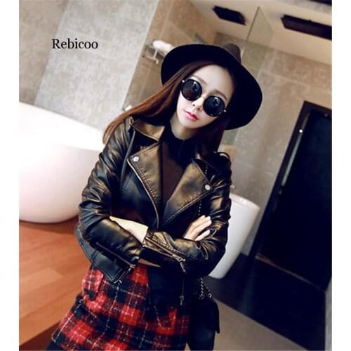 Womens Plus size shorts jacket coats 2020 Autumn faux fur PU Leather Splicing zipper Jacket ladies Skinny locomotive coats