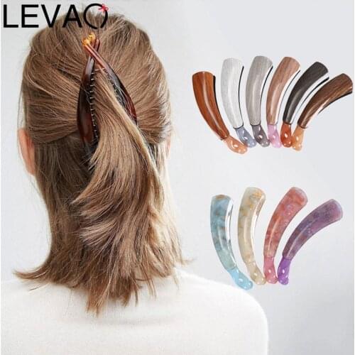 LEVAO Basic Banana Clip for Girls Hair Claws Acrylic Fine Flash Ponytail Hairpin Elegant Women Hair Accessories New Barrettes