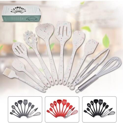 10/11PCS Silicone Kitchenware Non-stick Cookware Cooking Tool Spatula Ladle Egg Beaters Shovel Spoon Soup Kitchen Utensils Set