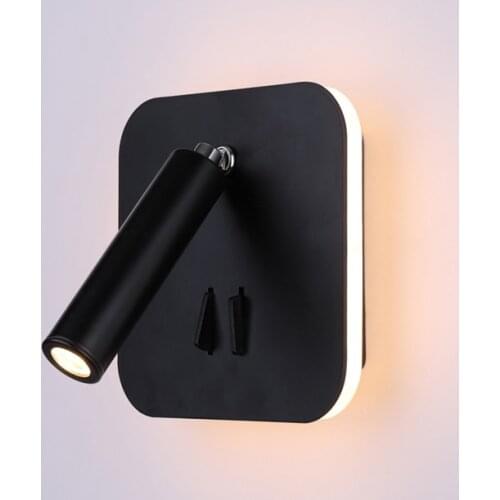 10W LED Wall Sconce Light Fixture Adjustable Spotlight Square Bedside Lamp DualSwitch Living Room White/Black shell