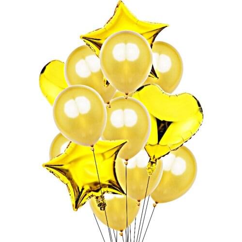 18 Inch Aluminum Ballon And 12 Inch Latex Balloons Set Heart Star Shaped For Wedding New Year Eve Decoration