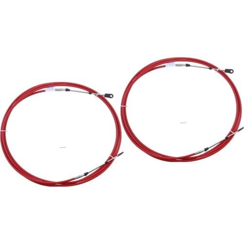 2pieces Universal Throttle Cable Red for Yacht Boat Motor Control Lever 13FT