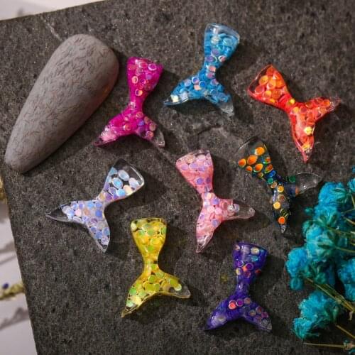 20pcs new nail art DIY jewelry mermaid tail resin sequins color sequins crystal nail decoration accessories
