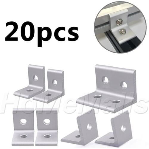 20pcs Inside Corner Brackets Fitting Angle Aluminum L Type Connector Bracket Fastener For Industrial Aluminum Extrusion Profile