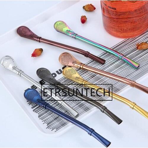 200pcs Stainless Steel Straws Metal Drinking Straws Filter Stirring Spoon Straws for Yerba Mate Tea Bombilla Gourd