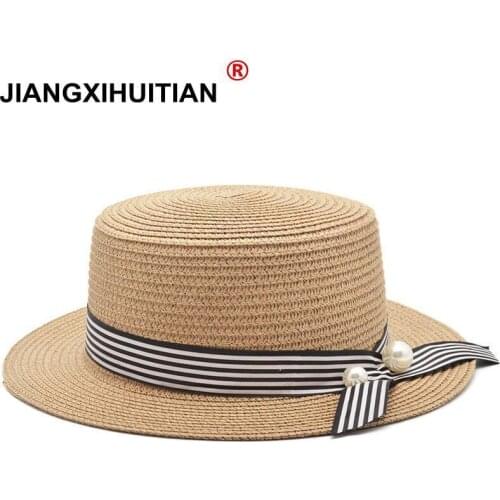 2018 New Summer Women girls Beach Hat Female Casual Panama Hat Lady Brand Classic Bowknot Straw Flat Sun Hat Women Fedora